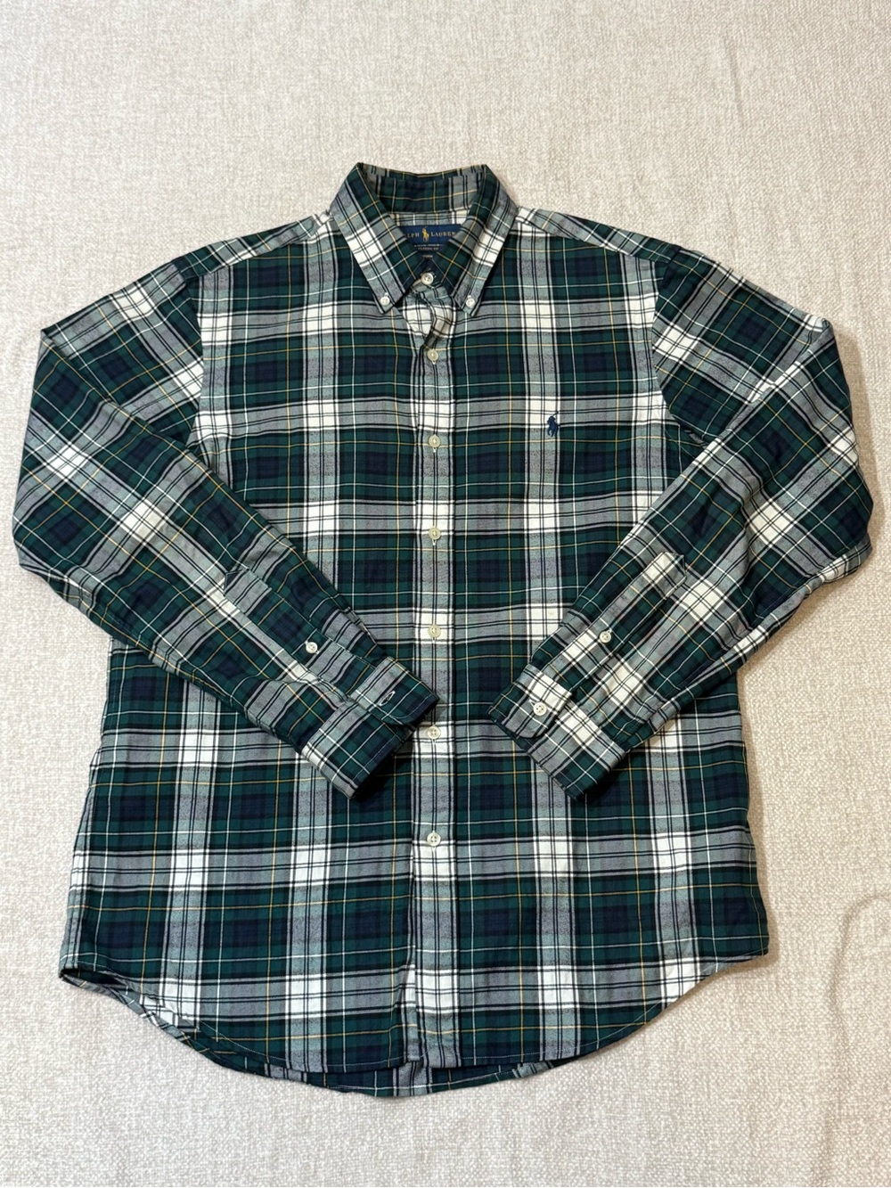 Polo Ralph Lauren M Green Plaid Performance Shirt Preppy Old Money Classic